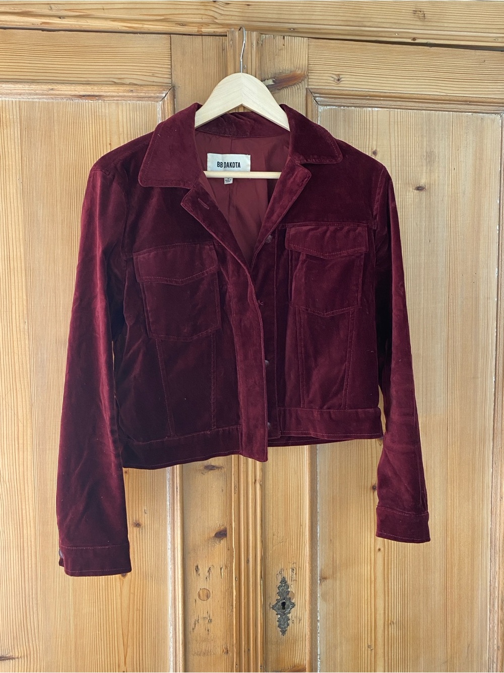 BB Dakota Velvet Jean Jacket in Burgundy